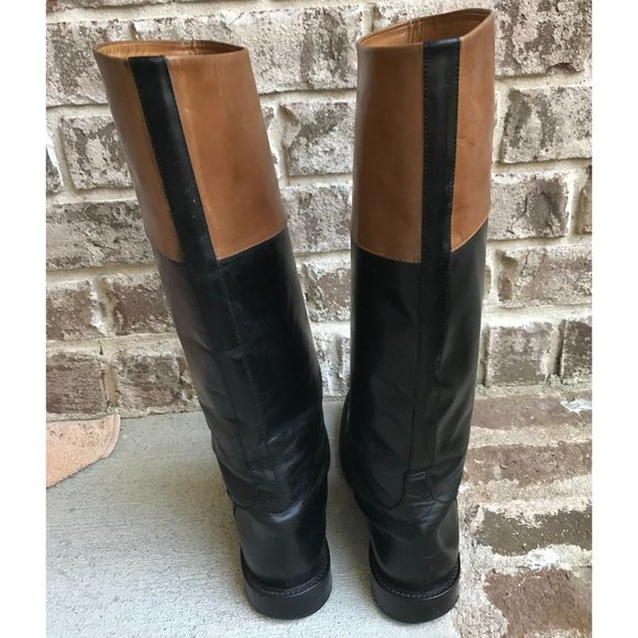 L' Autre Chose Riding Boots 38W Two Tone Tan Brown Equestrian Pull On Le… - Picture 4 of 12